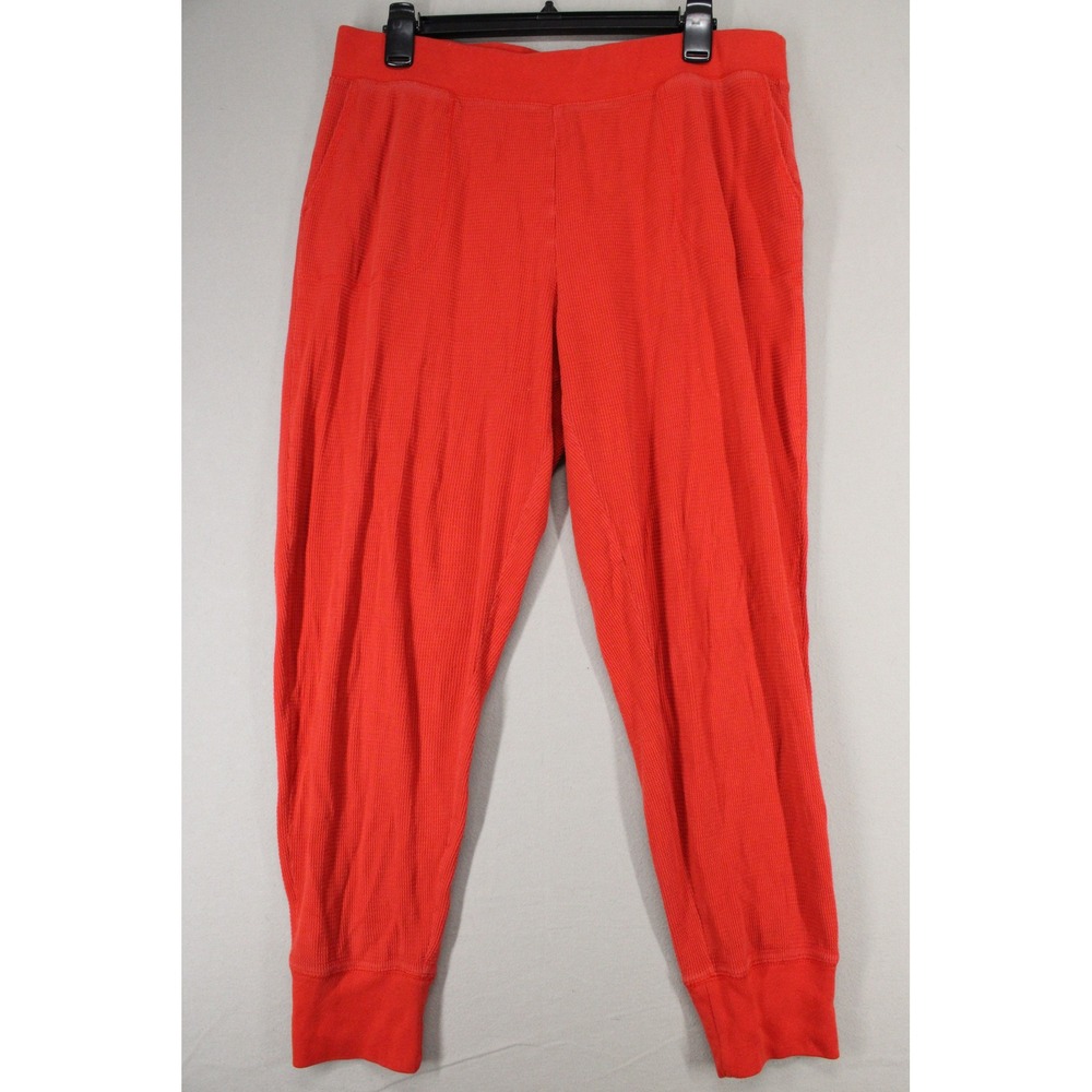 J.Crew Waffle Knit Jogger Pants Womens Medium Red Cotton Thermal Loungewear